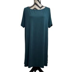 Eileen Fisher Jersey Stretch Casual Tencel Sz XL Boat Neck Tunic Dress